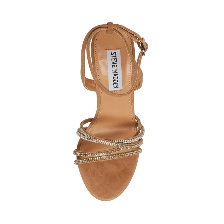 Sandalias Tacones Steve Madden Lara Natural Mujer Marrones | ES SR0392